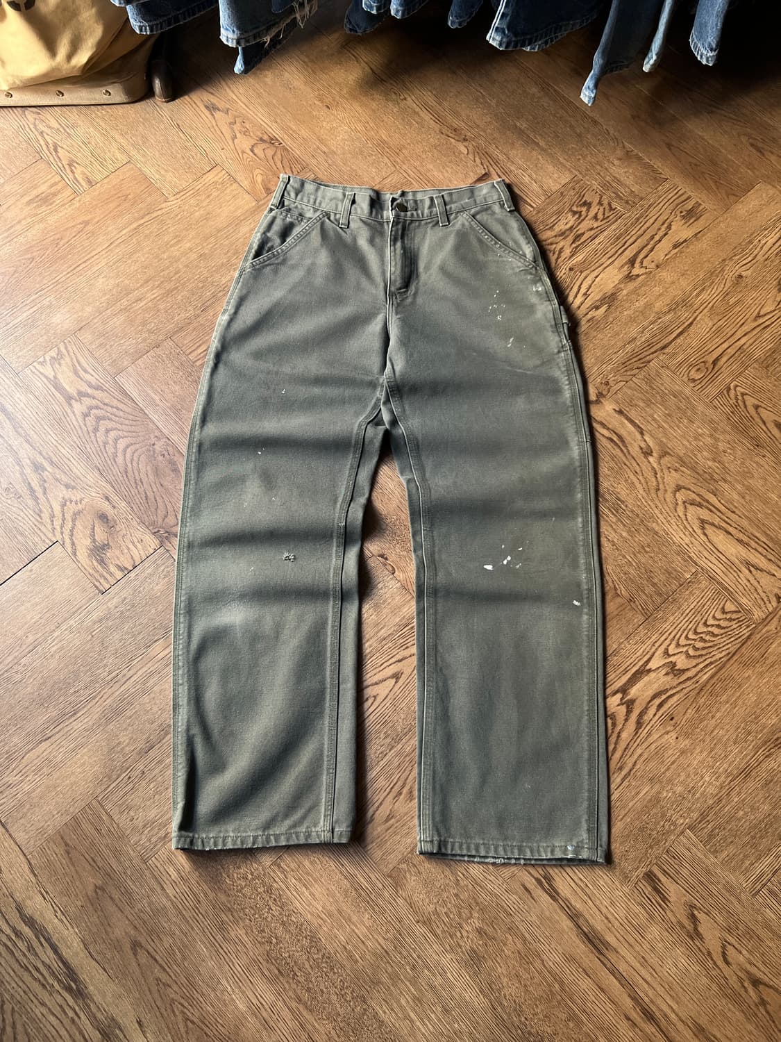 [29]칼하트 USA 빈티지 페인팅 모스그린 싱글니 카펜터 워크 팬츠 상품이미지2