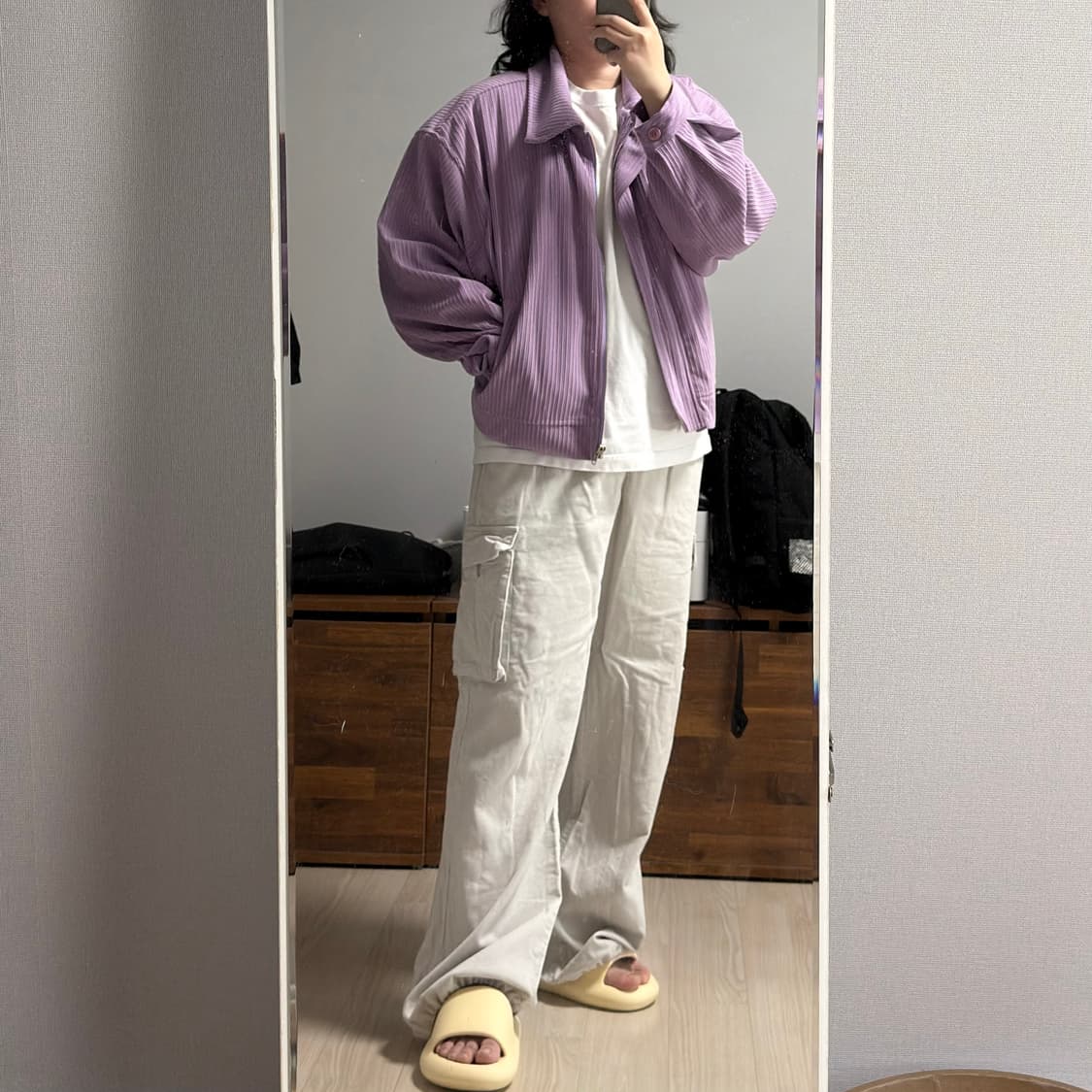 연보라 라일락 퍼플 코듀로이 봄버 자켓 상품이미지1