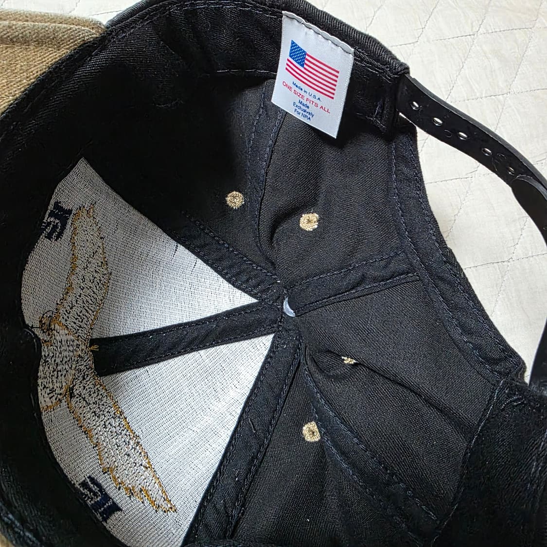 [OS] 빈티지 NRA 골든 이글 6패널 스냅백 투톤 블랙/베이지 상품이미지4