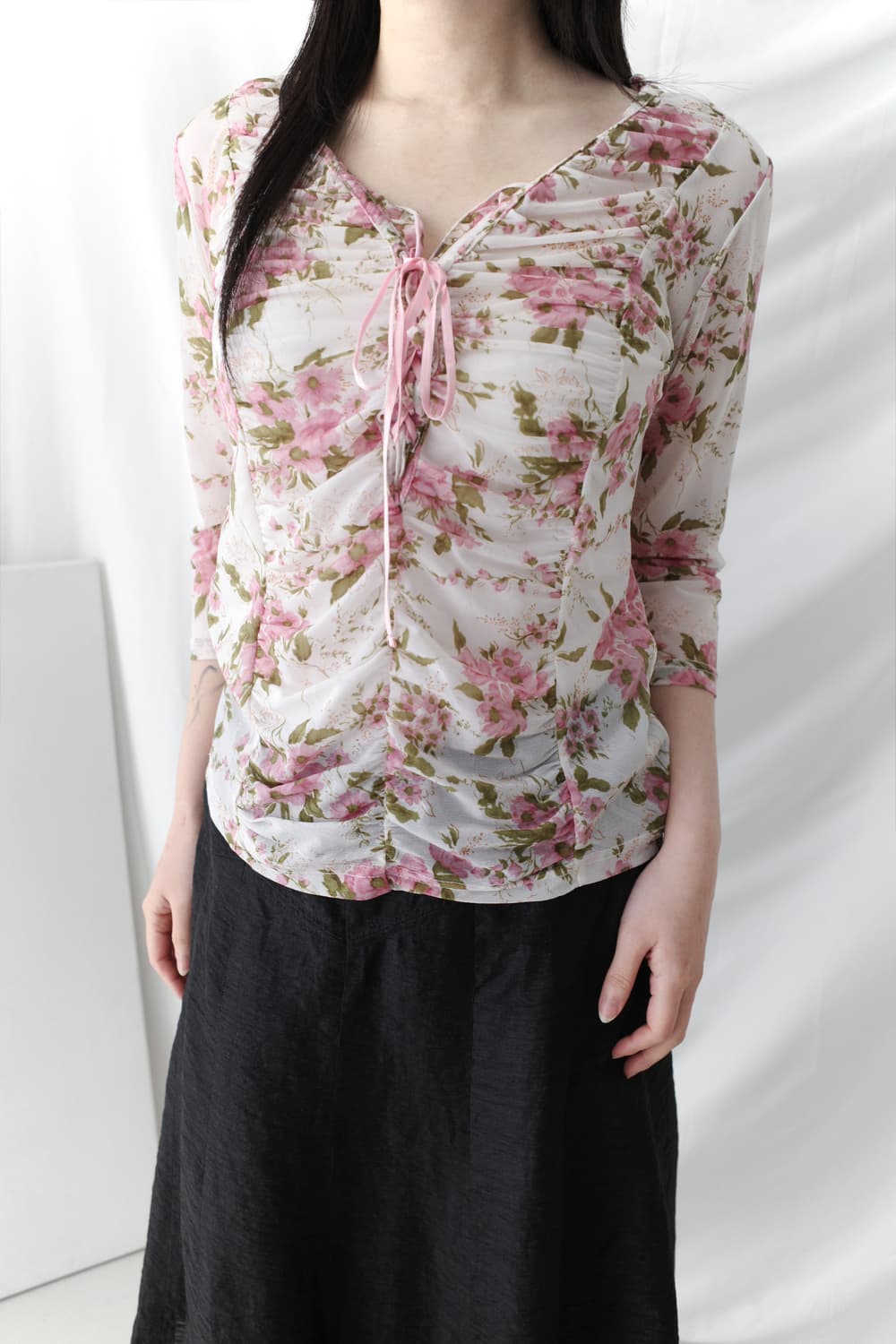 flower shirring see-through T 상품이미지5
