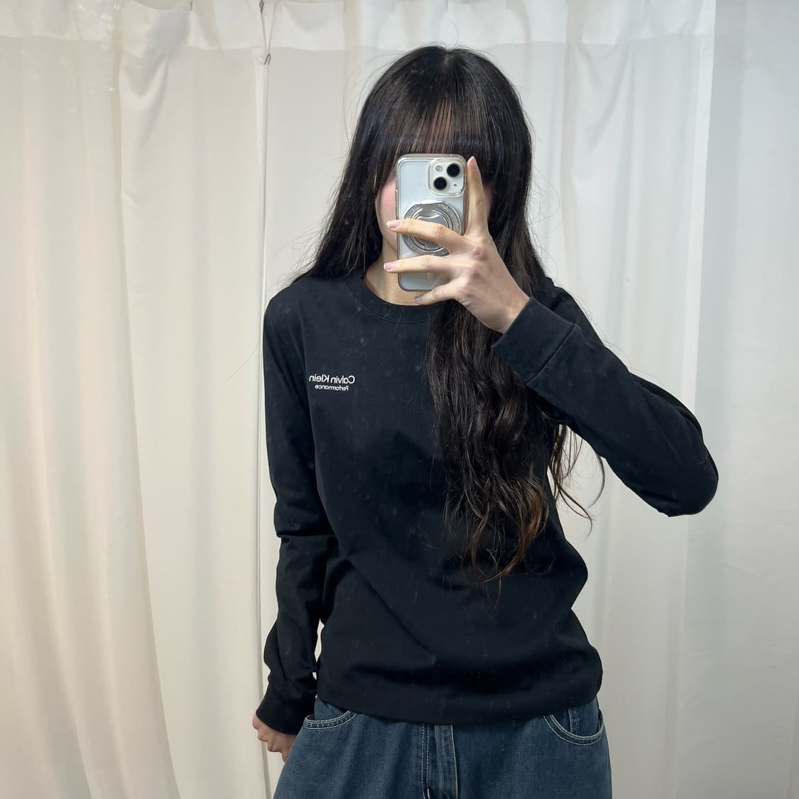 Calvin Klein Black Long Sleeve Top 상품이미지1