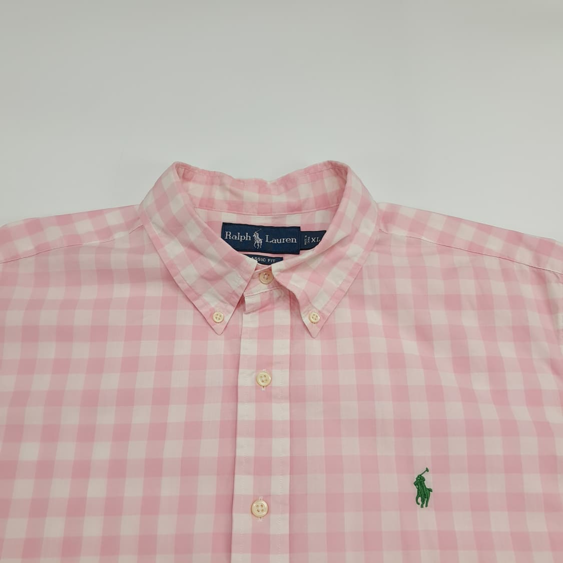 Co559 XL 폴로 랄프로렌 핑크화이트 깅엄체크 반팔 셔츠 남방 상품이미지2