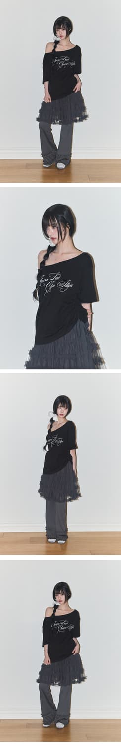 일리고 플레어 러플 레이어드 스커트 팬츠 차콜 상품이미지5