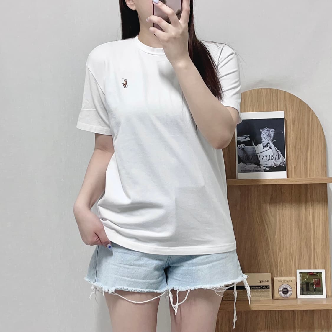 [정품] 폴로 화이트 / 멀티포니 라운드 반팔티 [ S ] 상품이미지1