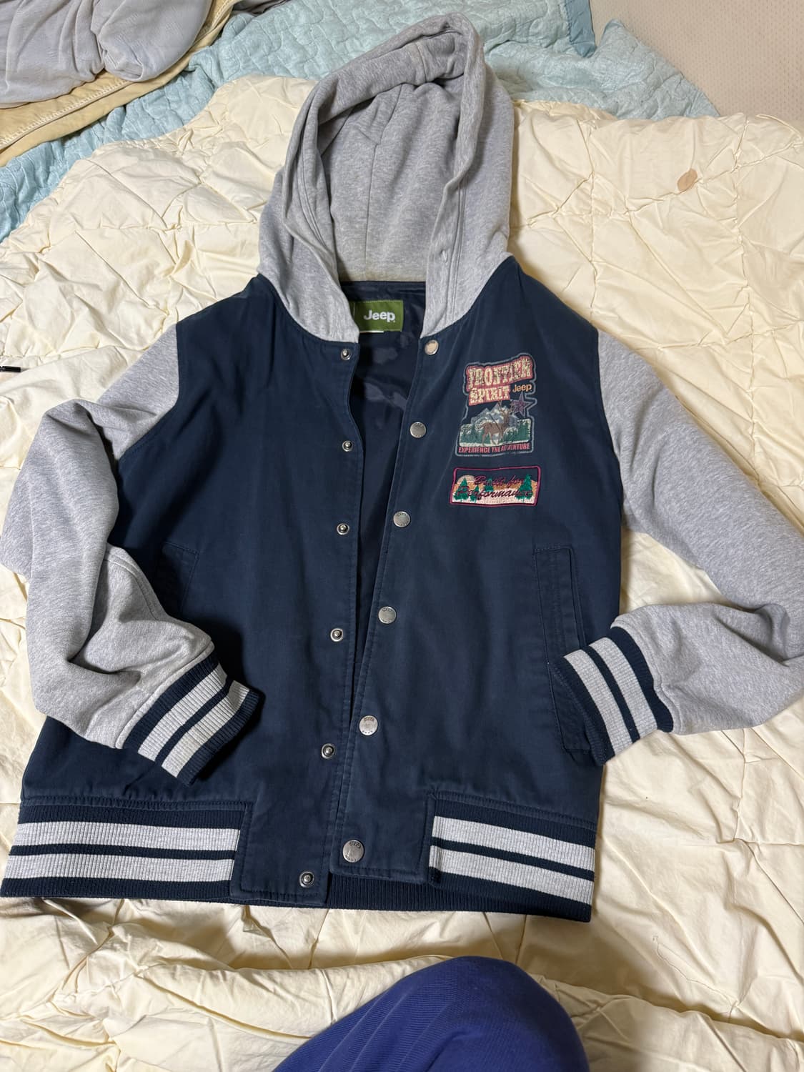 Jeep 네이비 배색 후드 야구 점퍼 M 5만 상품이미지1