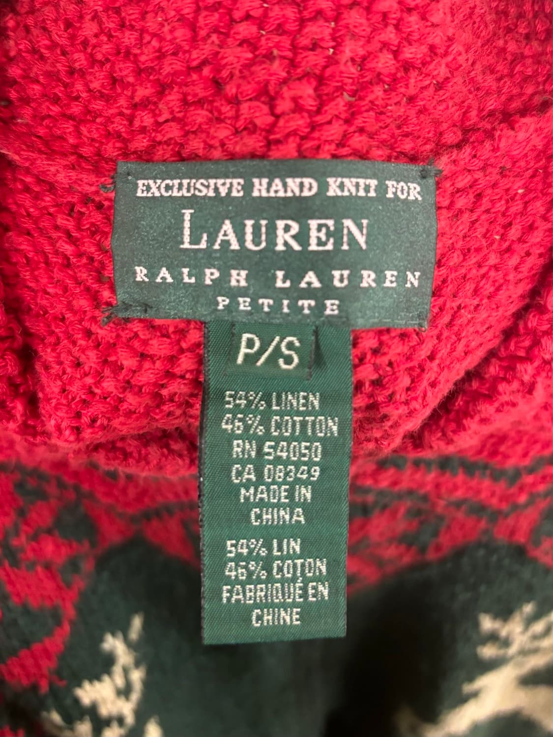 로렌 랄프로렌 레드 그린 핸드 니트 집업 상품이미지7