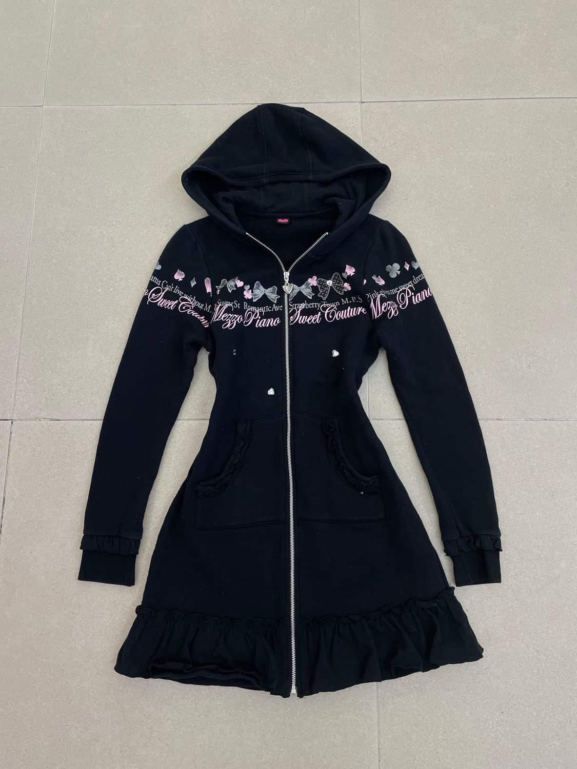 메조피아노 핑크 프릴 후드집업 상품이미지1