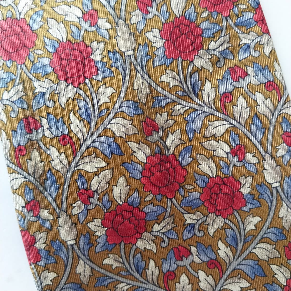 셀린느 실크 브라운 플라워 모티브 넥타이 9.6cm A등급 K1866
 상품이미지10