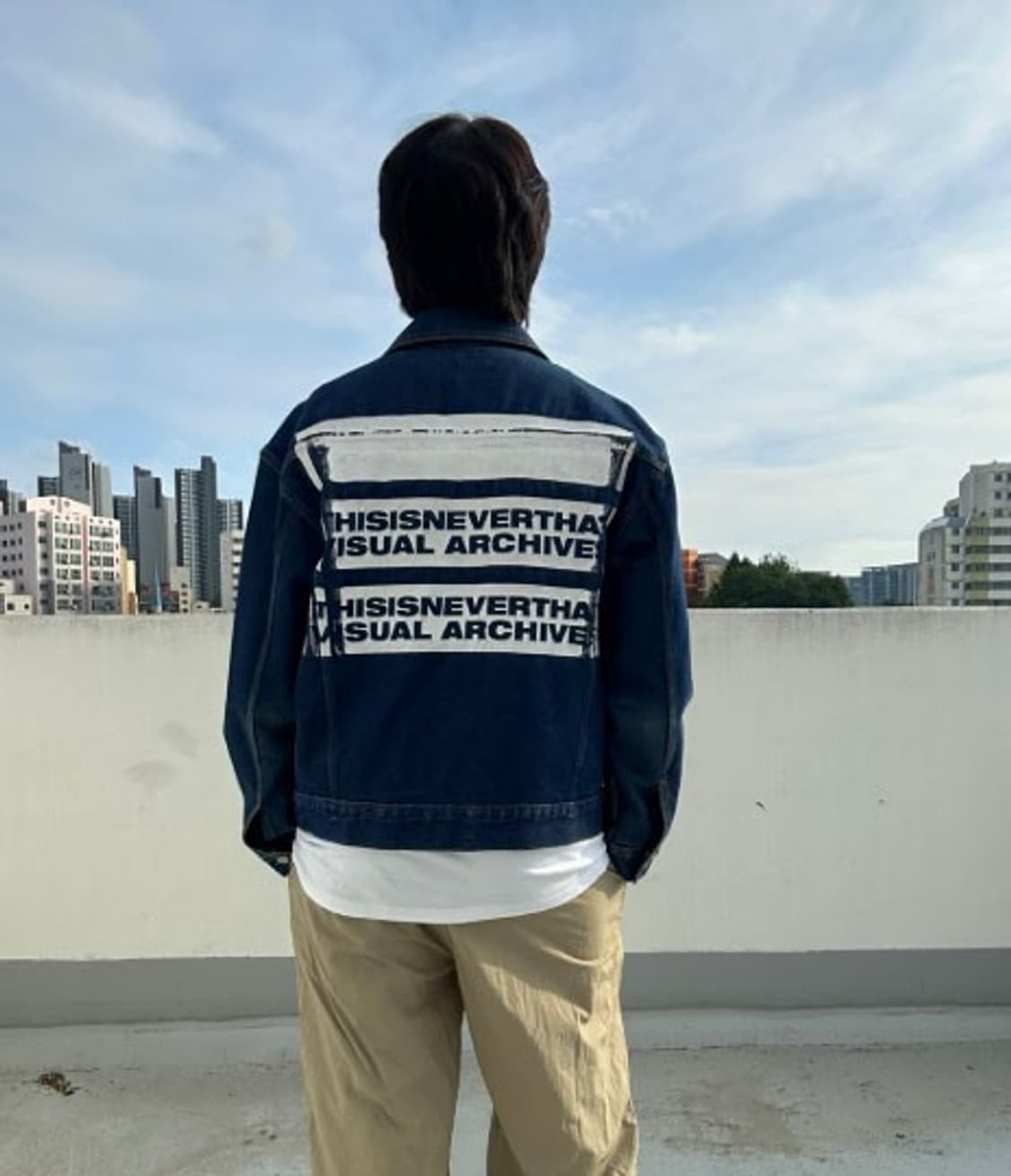 THISIS네버댓 백 프린팅 로고 데님 자켓 PN5181 상품이미지2
