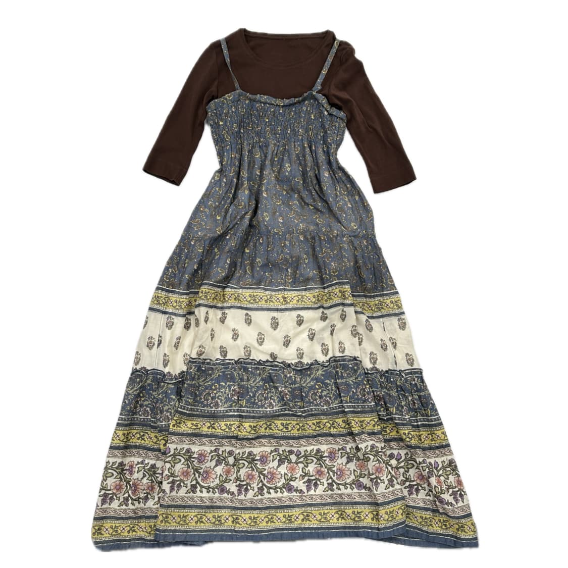 🍀하구미의 에스닉 롱  원피스 코디🍀 히피 레이어드 패턴 보헤미안  상품이미지2