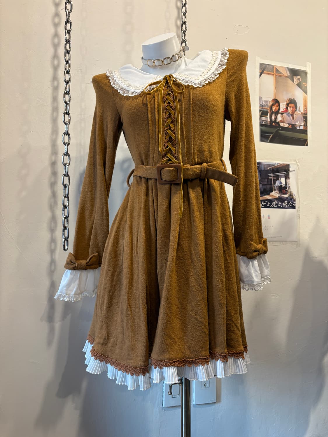 liz lisa 리즈리사 레이스 리본 스트랩 브라운 원피스 러블리 갸루 상품이미지1