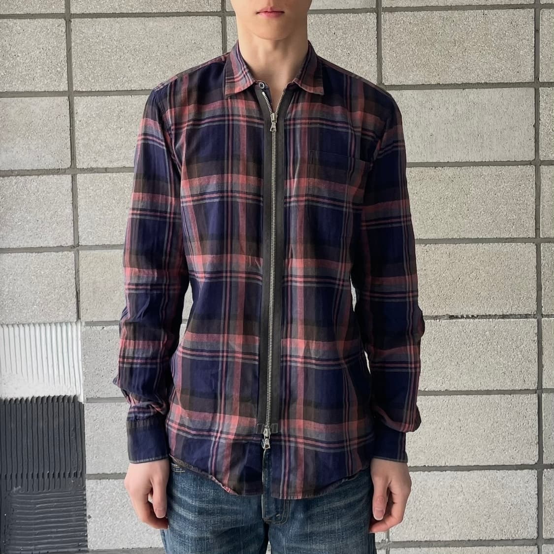 드리스반노튼 체크 집업 셔츠 상품이미지1