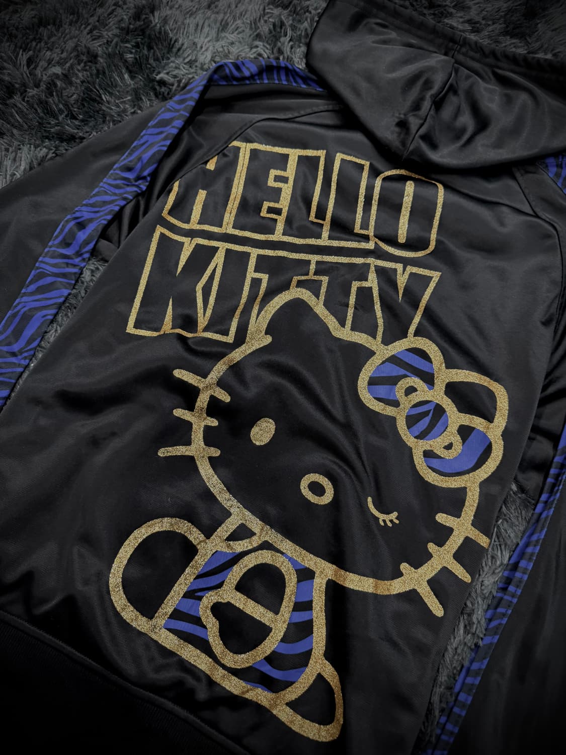 Hello Kitty 골드 글리터 헬로키티 프린팅 블루호피 후드져지 상품이미지5