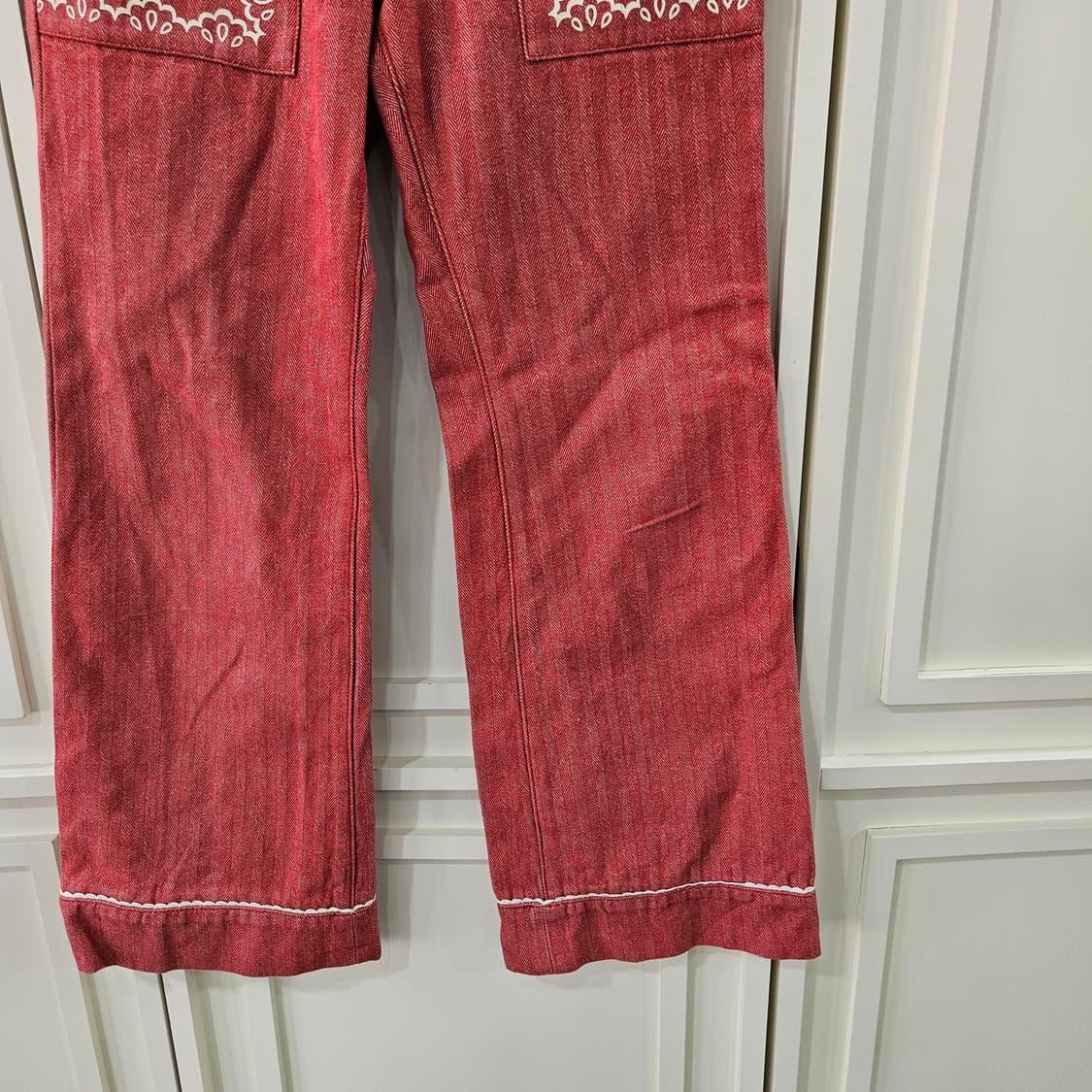 셜리템플 레드 데님 와이드 팬츠 상품이미지4