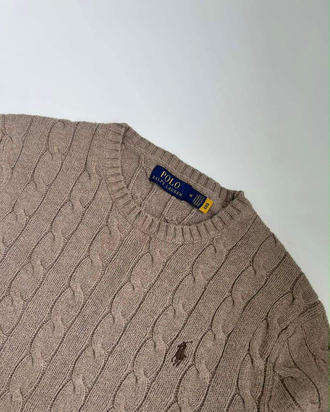 [M] 폴로 랄프로렌 신형 큐알 케이블 코튼 니트 스웨터 베이지 상품이미지4