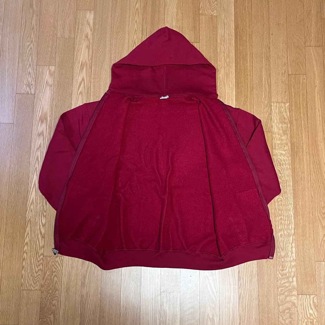 [XL] 90s USA 빈티지 러셀 후드집업 레드 와인 상품이미지3