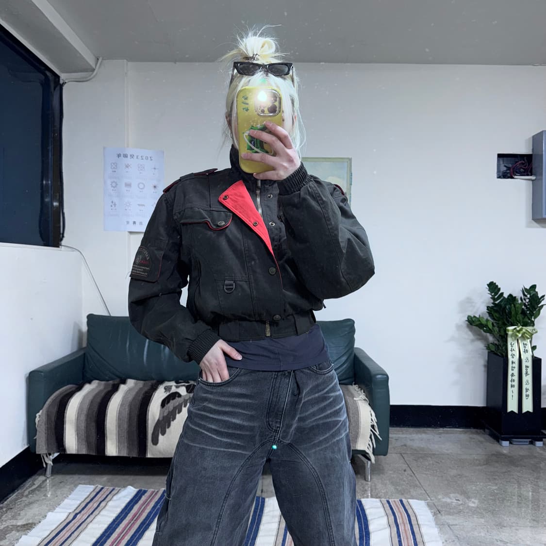 투티/0094 killy 아식스 블랙 워크 크롭 자켓 밀리터리 상품이미지1