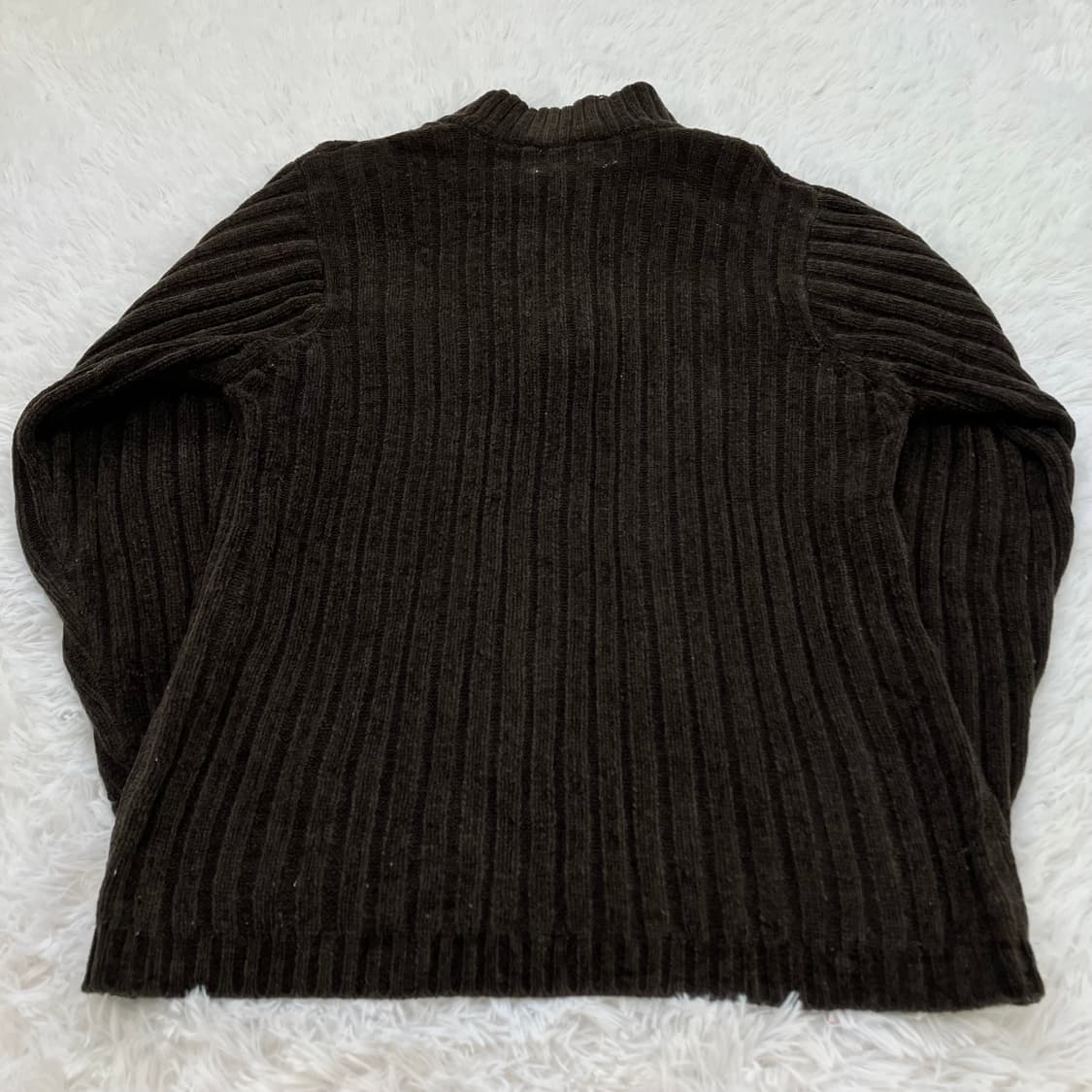 빈티지 초코 브라운 반집업 스트라이프 니트 850 y2k 스트릿 모리 갸 상품이미지4