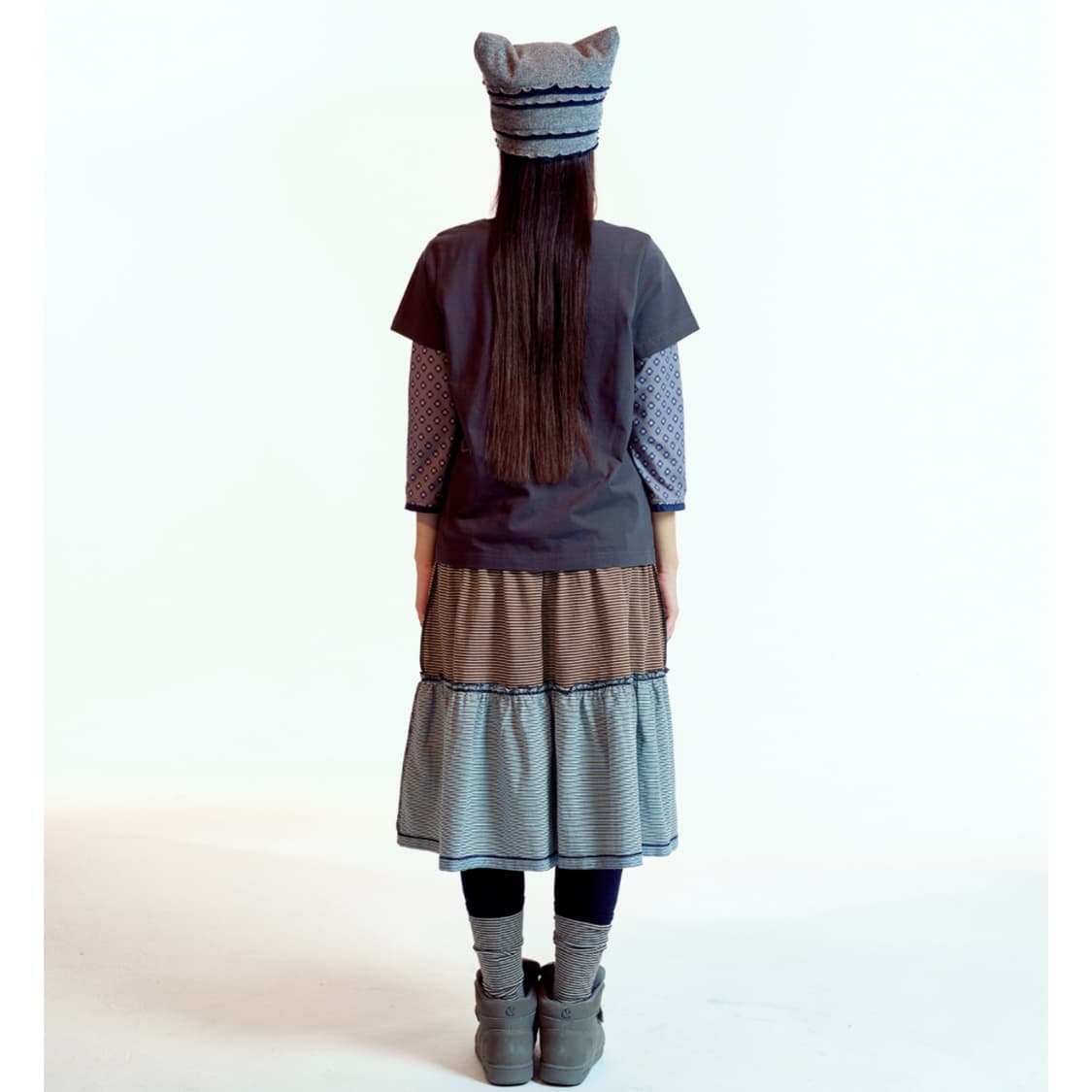 [2] 코이세이오 컬러드 스트라이프 미디 스커트 퍼플 상품이미지4