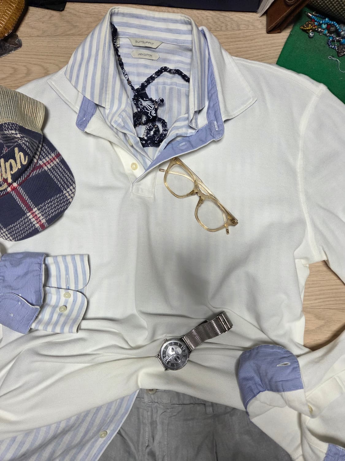 (새상품)BROOKS BROTHERS 긴팔 카라티 티셔츠 슬리브  상품이미지1