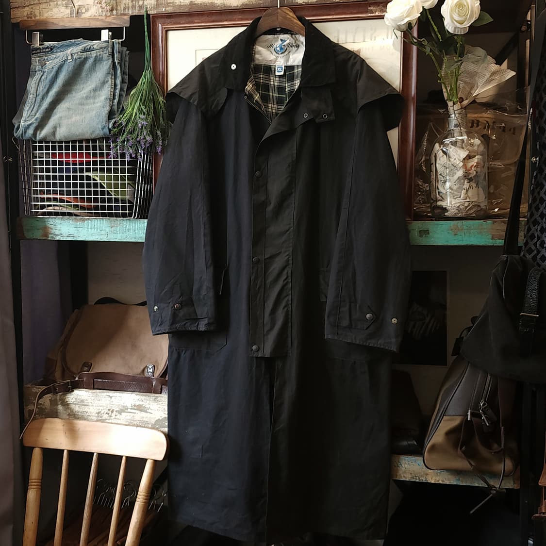 90s 잉글랜드 컨트리 왁스자켓 스톡맨 케이프 왁스코트 레인코트 xl 상품이미지2