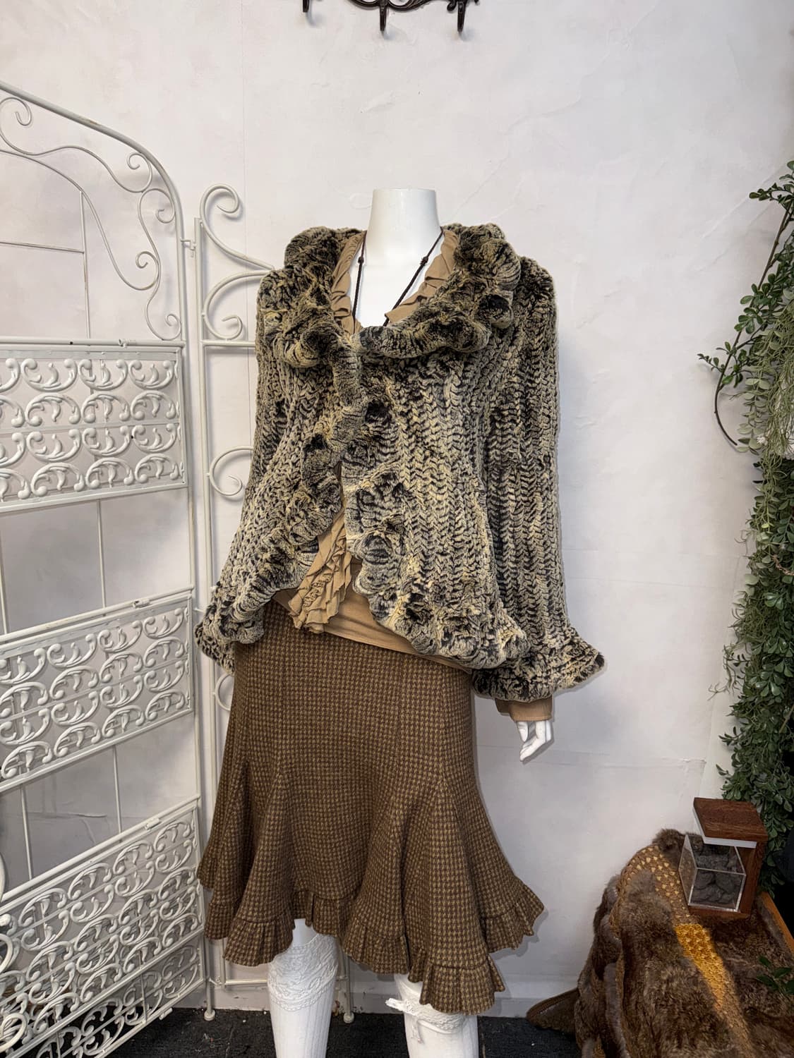Mixed ash brown rex fur knit jacket  상품이미지4