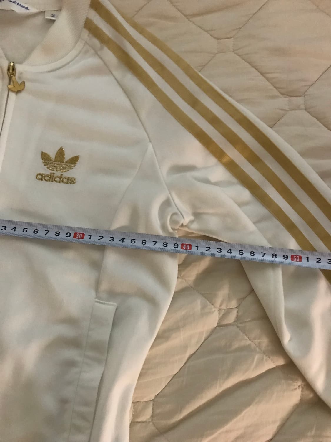아디다스 흰색 금색 삼선 트랙탑 상품이미지3
