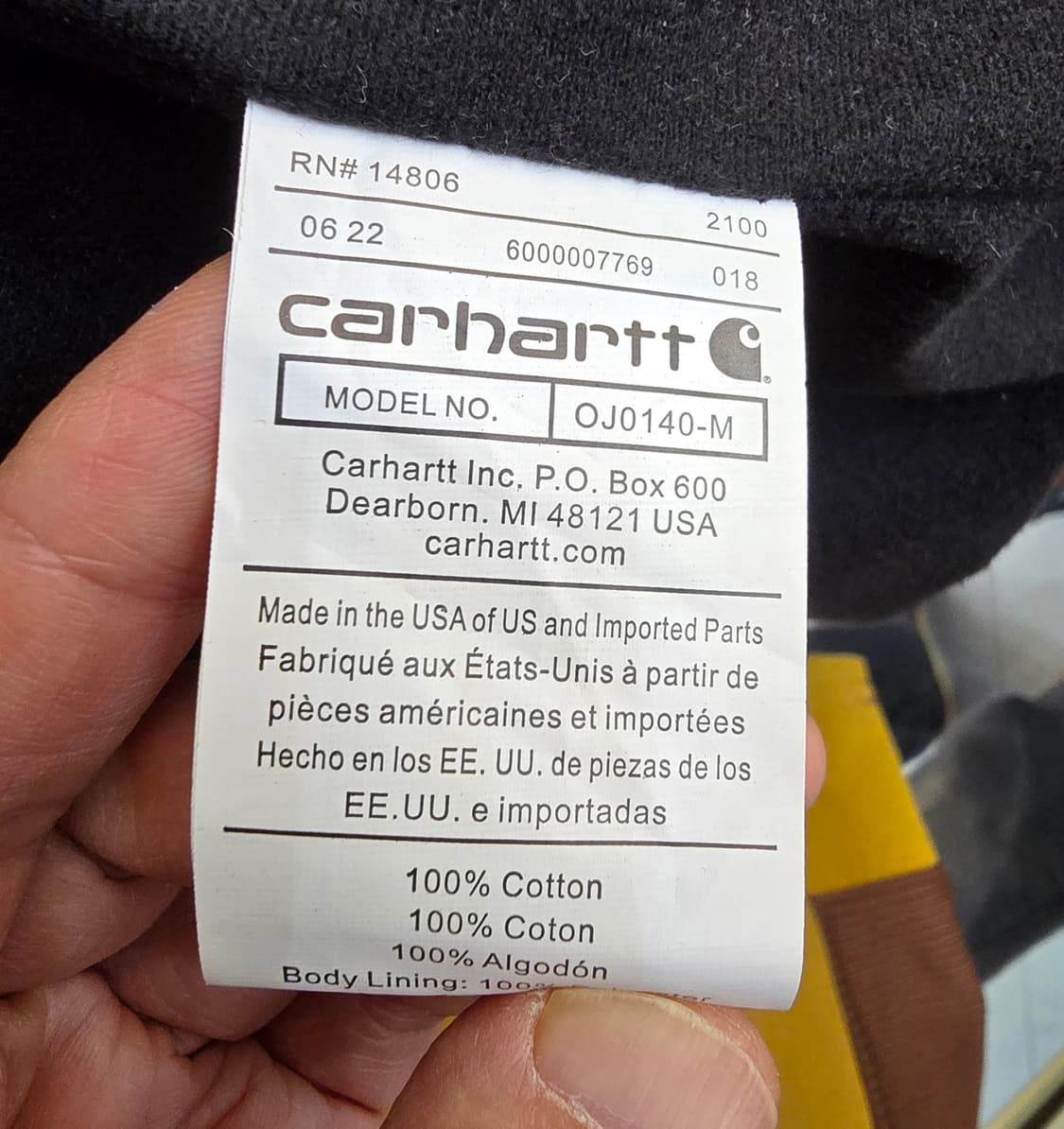 칼하트 J0140-M 덕 액티브 자켓 옐로우 L 상품이미지6