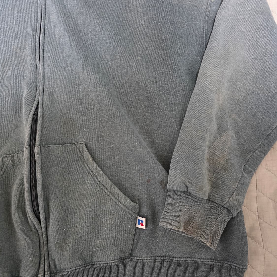 [XL] 90s 빈티지 러셀 애슬레틱 후드집업 그레이 ver. 더티페이드 상품이미지3