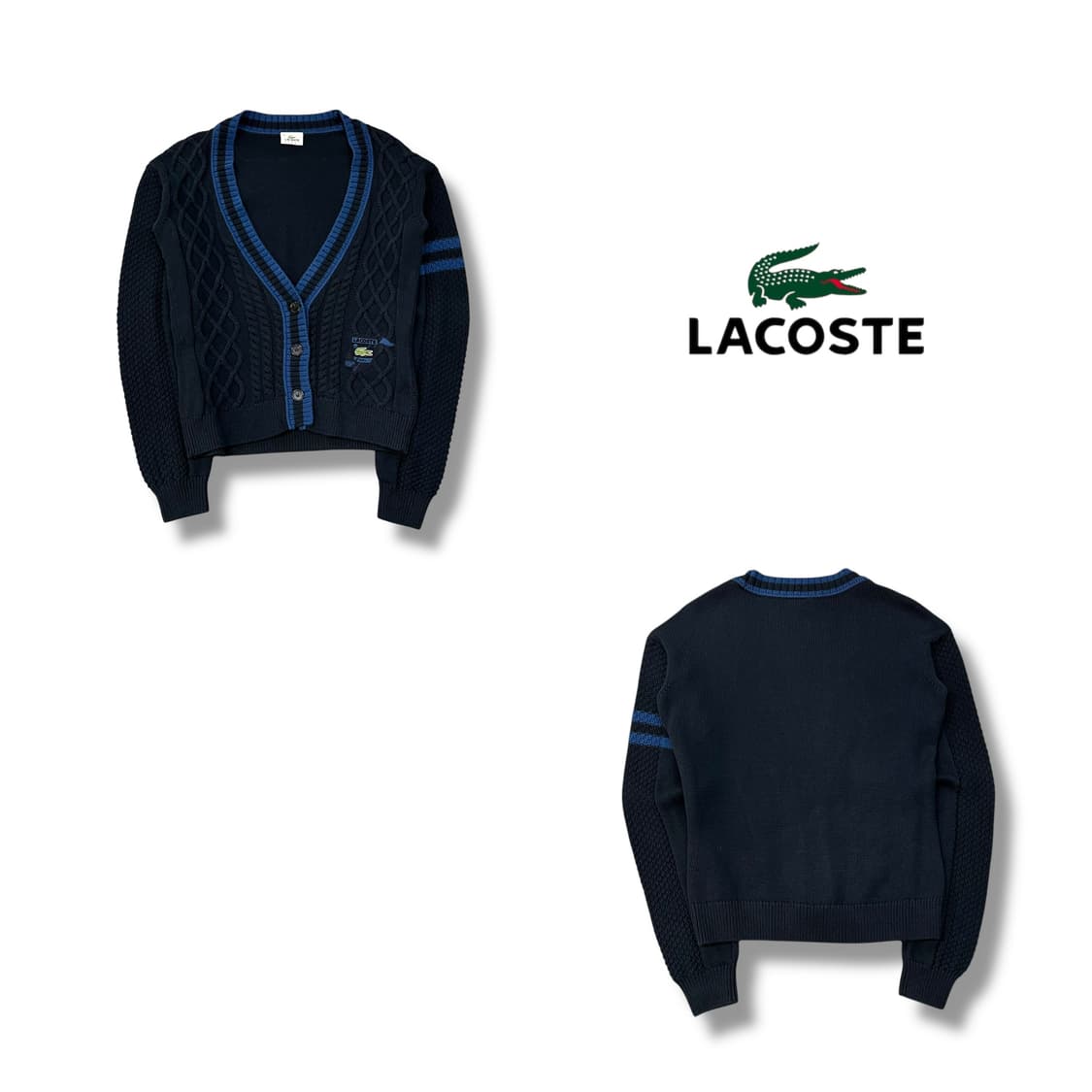  라코스테 배색 케이블 니트 가디건 y14398 상품이미지1