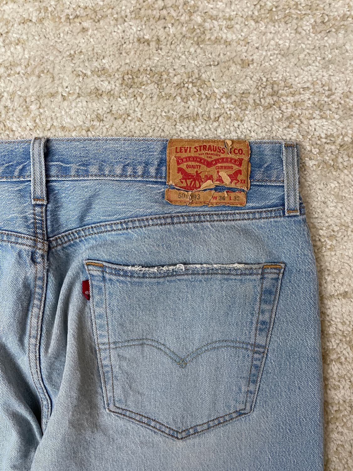 [36] 00s Levis 리바이스 501 36사이즈 라이트 블루 데님 상품이미지3
