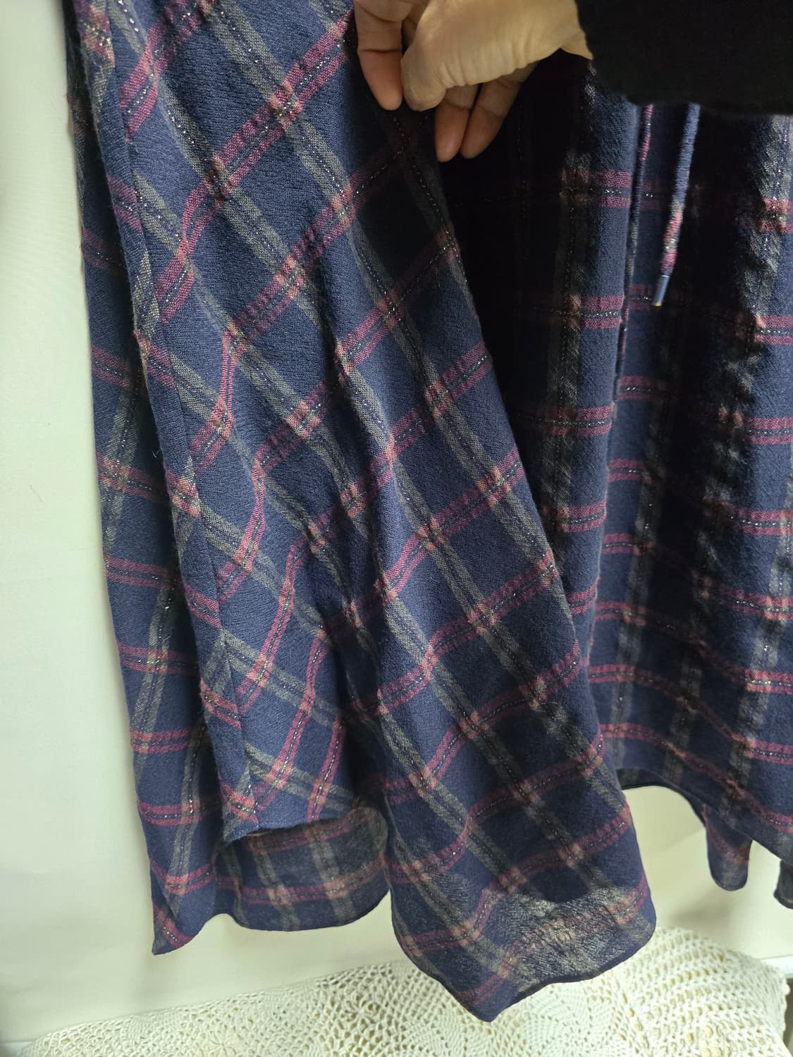 한섬)SJSJ 글리터 체크 모 롱 원피스 S 상품이미지2