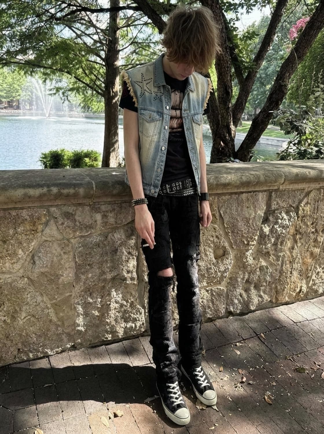 🇫🇷 쟈딕 & 볼테르 스터드 장식 펑키 연청데님 베스트 상품이미지1