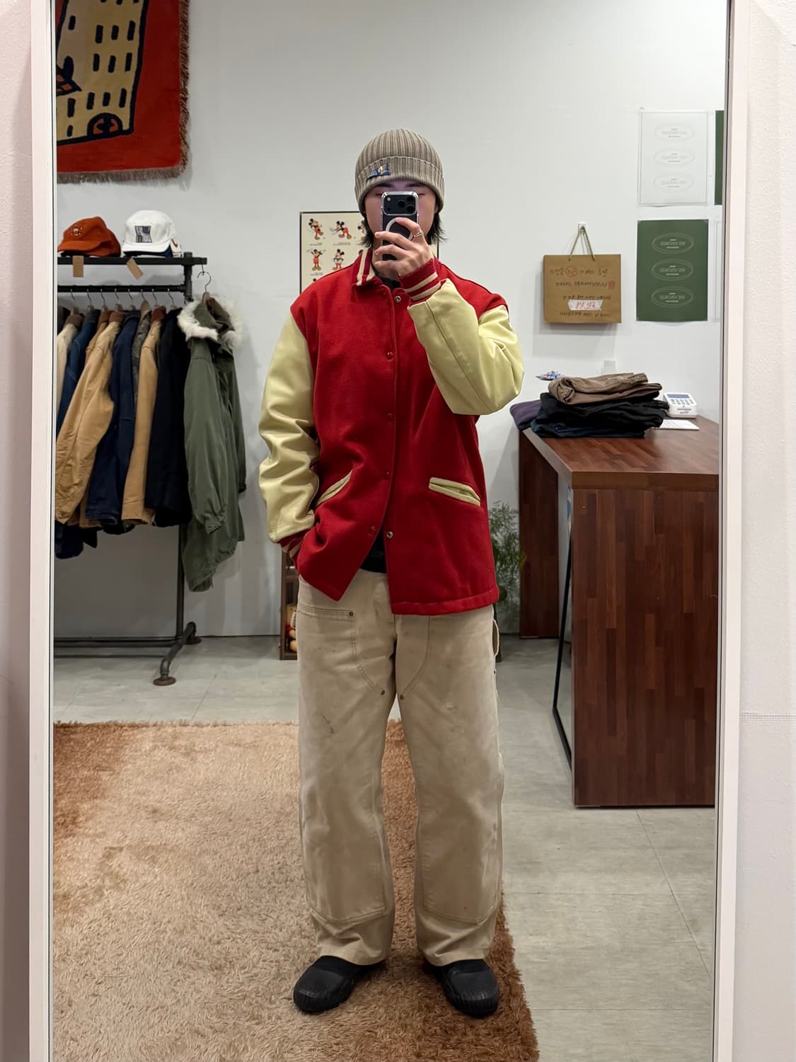 90s Delong 리얼레더 울 바시티 자켓 (made in USA) 상품이미지2