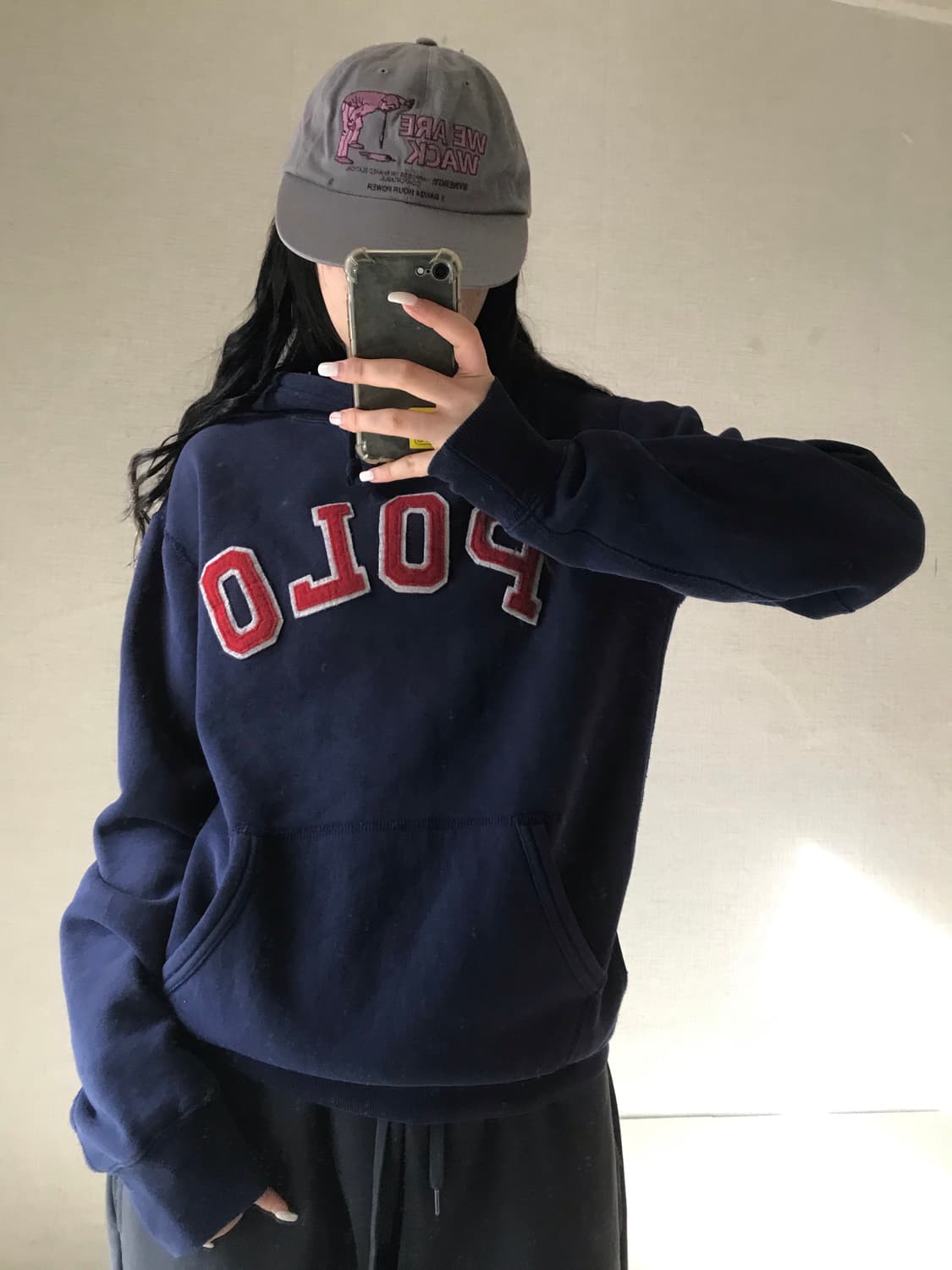 폴로 네이비 빅로고 후드티 상품이미지2