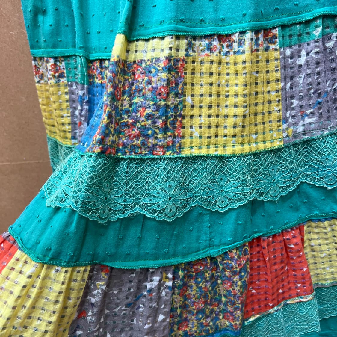 일본빈티지 패치워크 밴딩스커트 상품이미지3