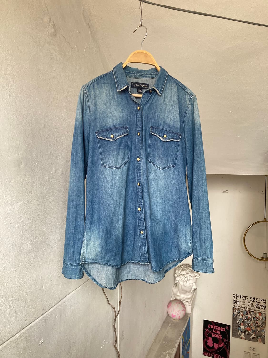 단추 포인트 웨스턴 데님 셔츠 상품이미지1