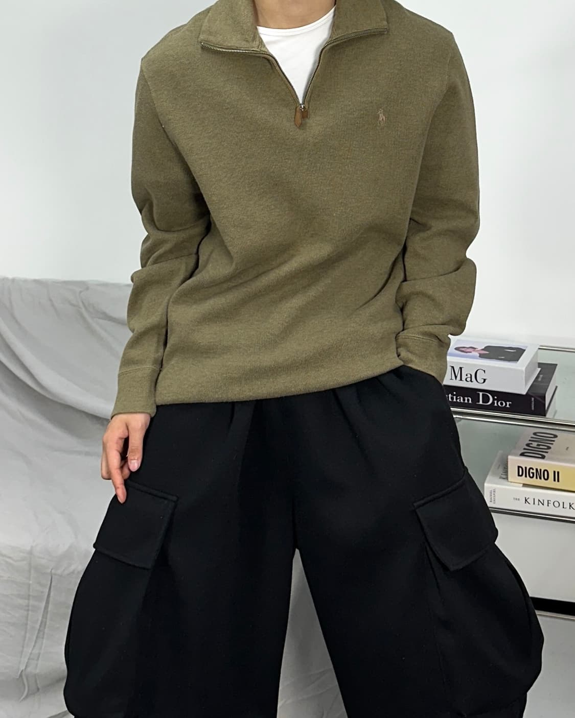 폴로 랄프로렌 카키 하프집업 니트 M 상품이미지2
