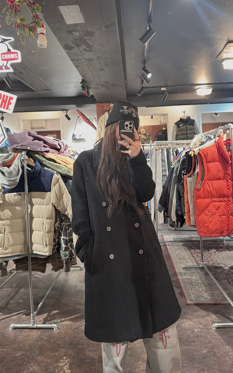 앤더슨벨 조나스 오버핏 캐시미어 블랙 롱 더플 코트 S 상품이미지7