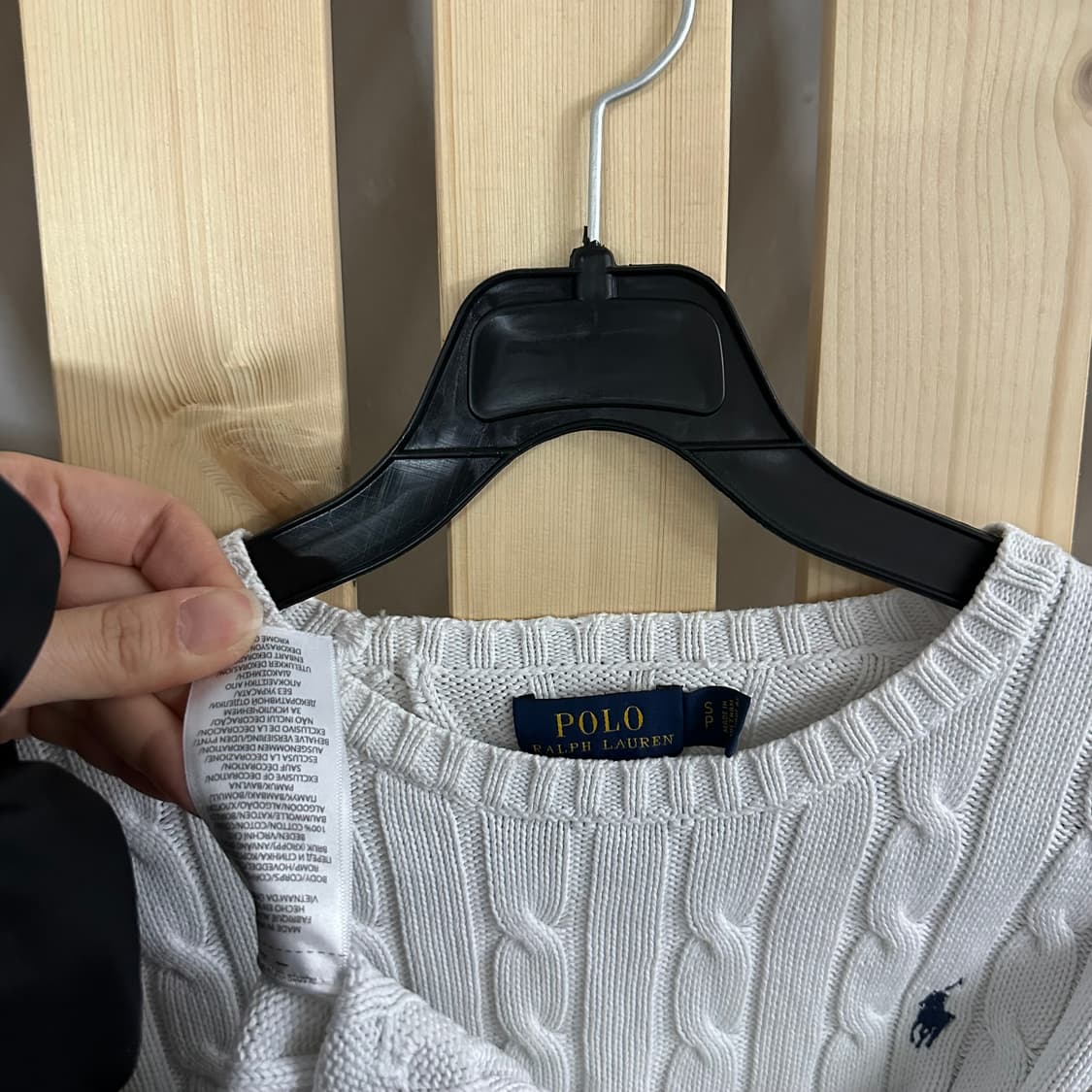 (S) 폴로 랄프로렌 아이보리 라운드넥 케이블 니트 스웨터 상품이미지6