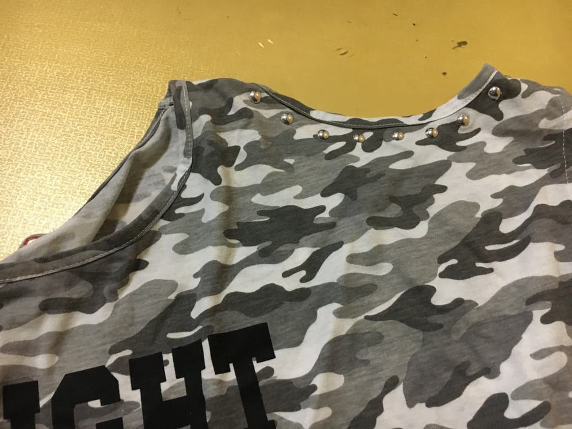 스트릿 펑크 밀리터리 무늬 상의 반팔 여성 상품이미지2