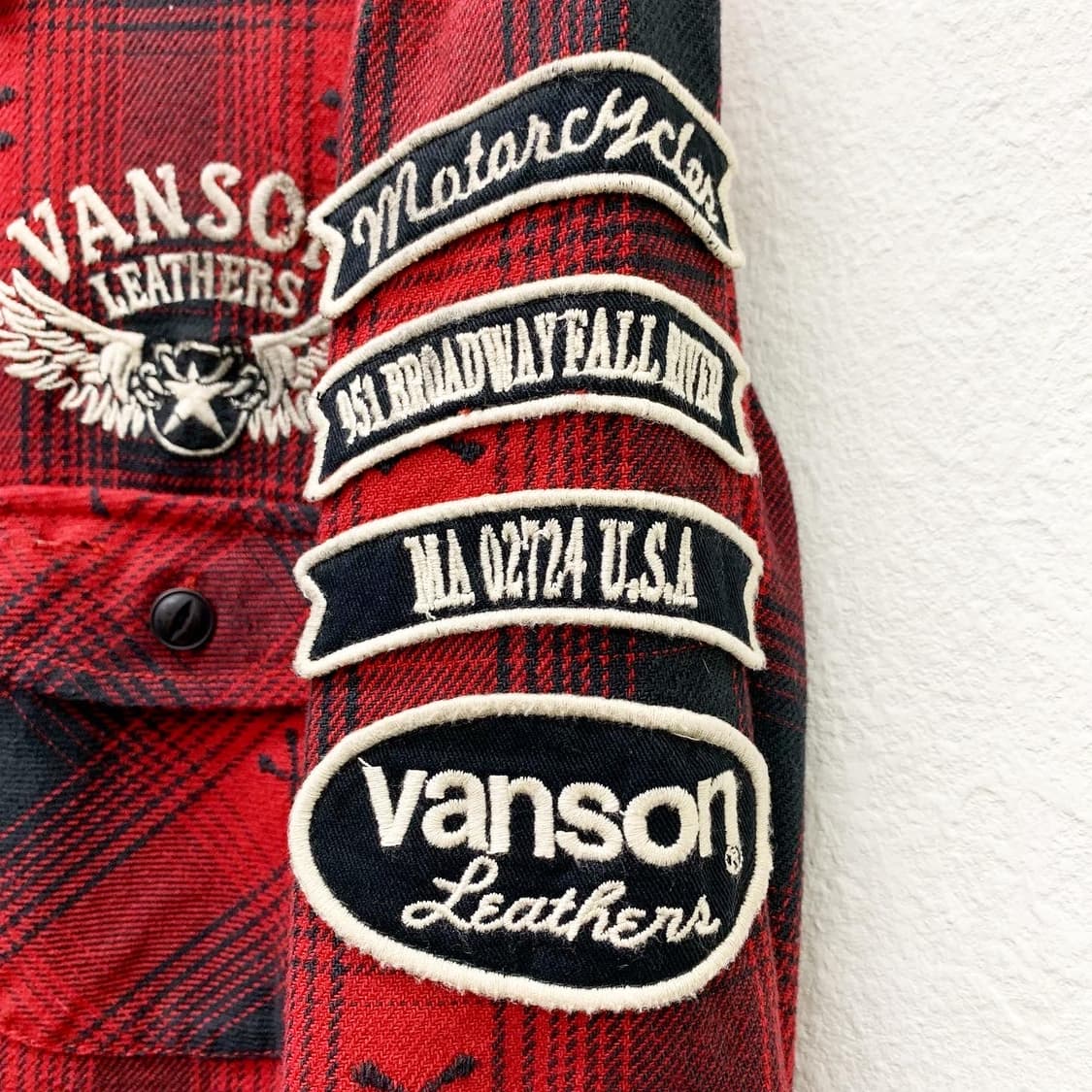 벤슨 레드 체크 빅로고 본패턴 자수 헤비 셔츠  상품이미지4