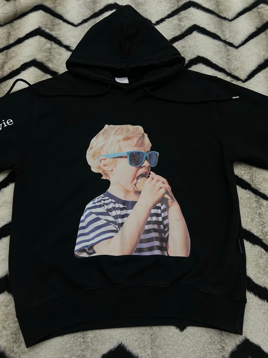 [1]아크메드라비 헤비코튼 프린팅 후드/블랙 상품이미지3