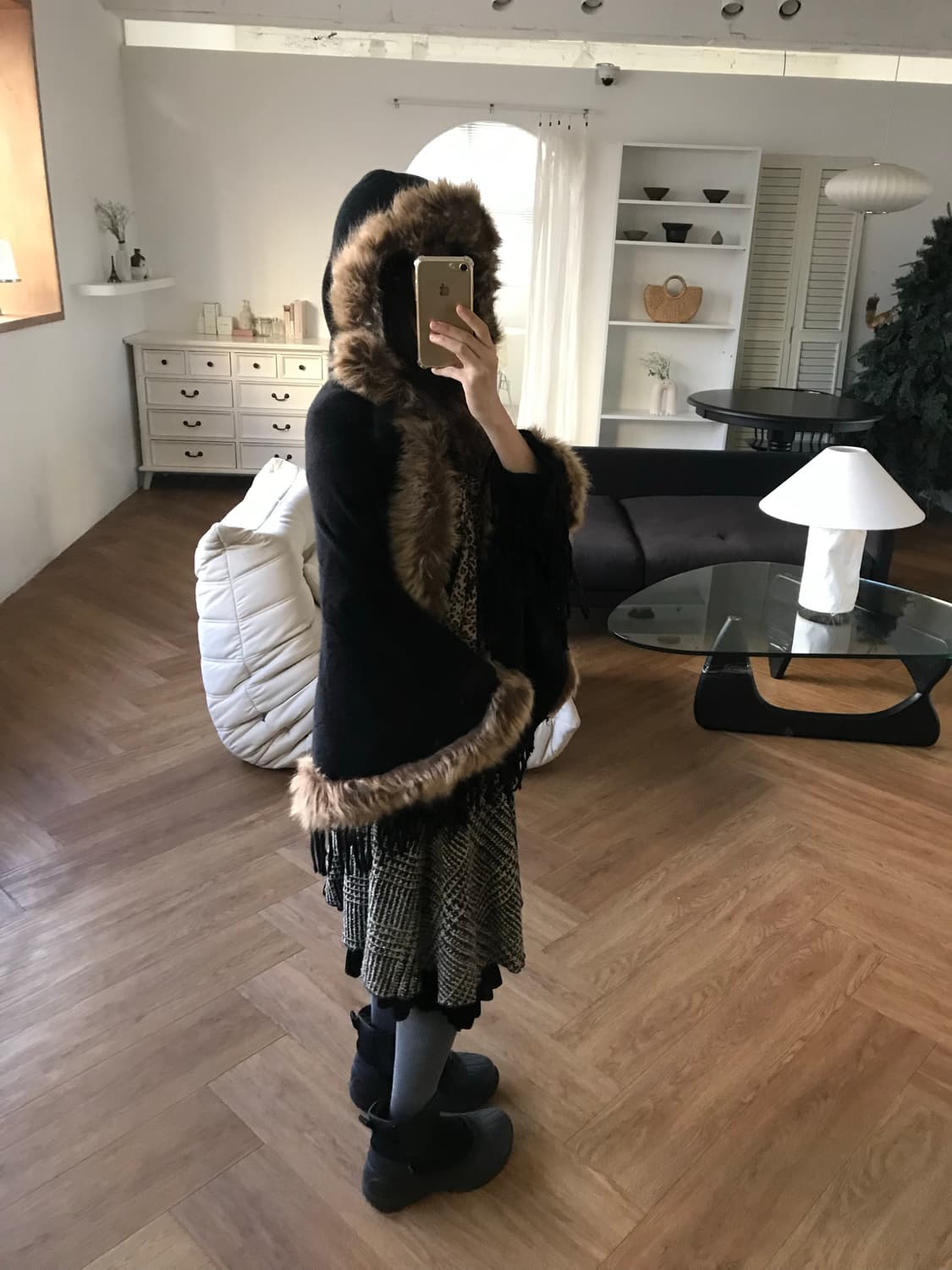 vintage hood fur cape 상품이미지3