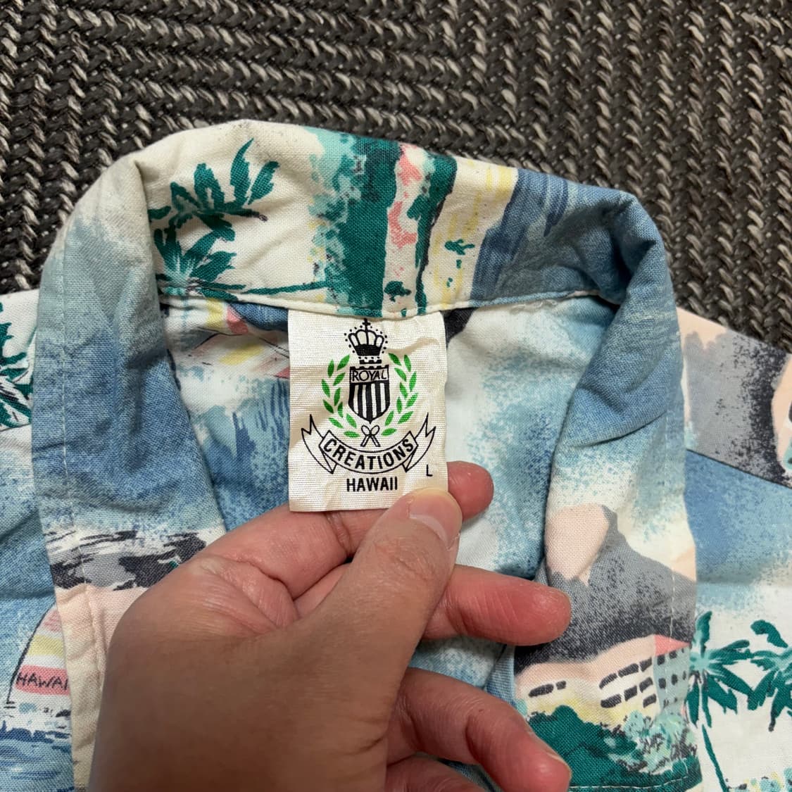 90s ROYAL CREATIONS 야자수 하와이안 셔츠 (L) 상품이미지6