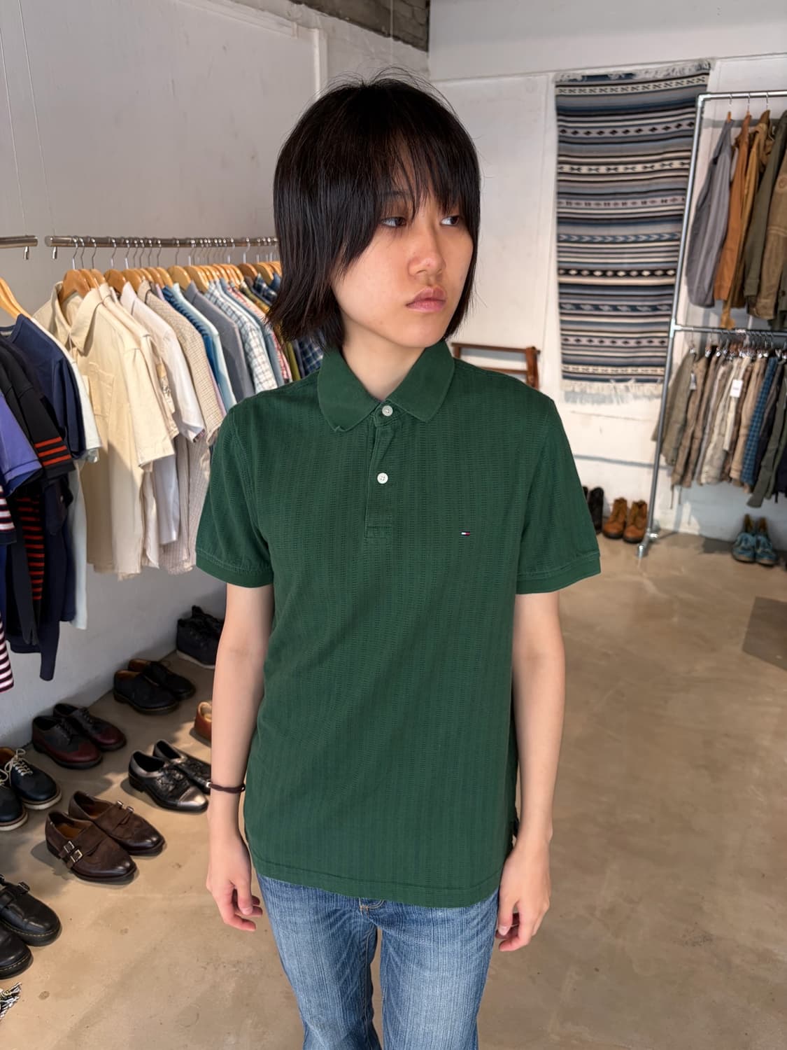 Tommy Hilfiger 자카드 카라 반팔 티셔츠 S 상품이미지3