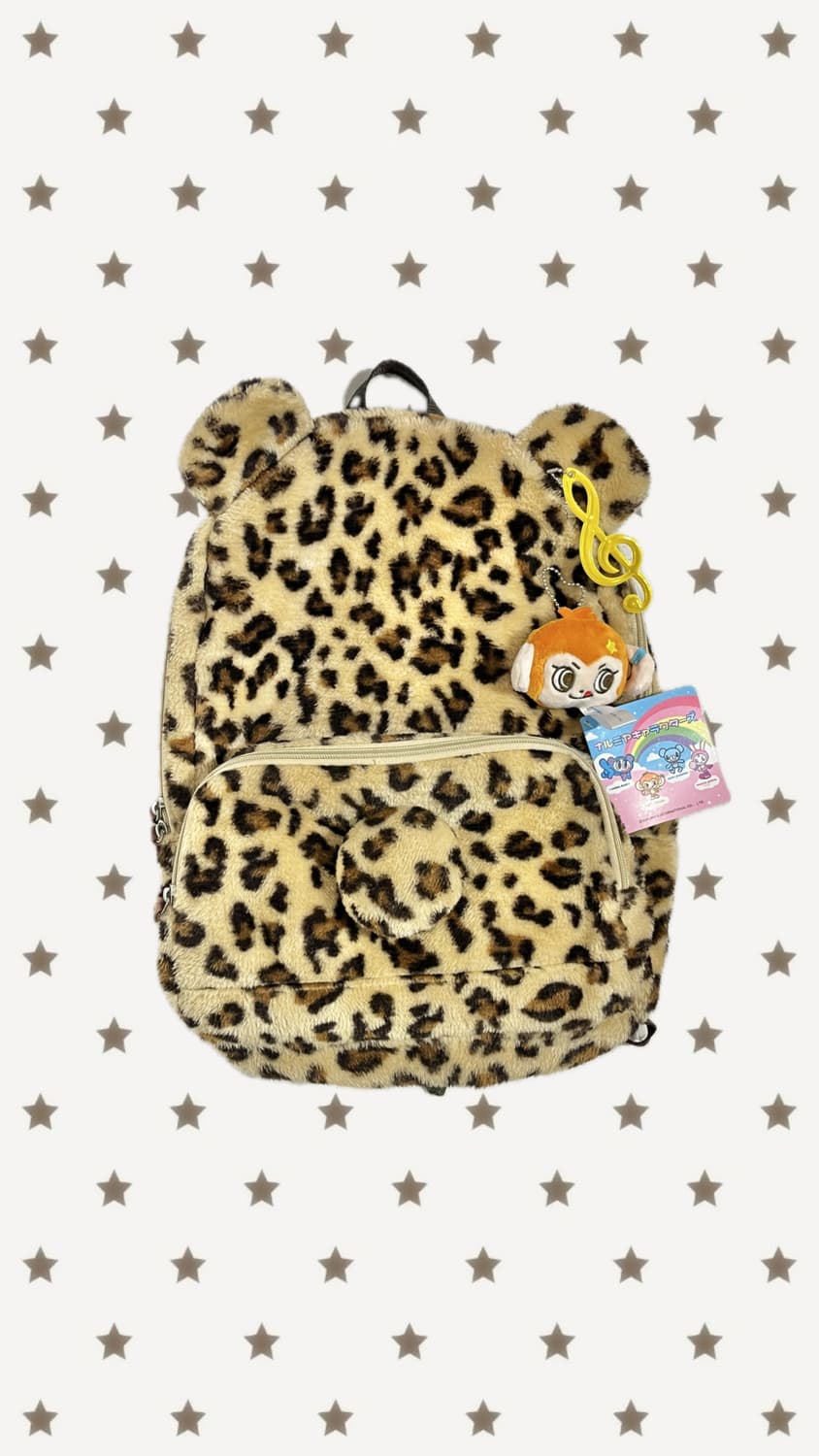 호피무늬 귀 달린 털 가방 🧸 상품이미지1