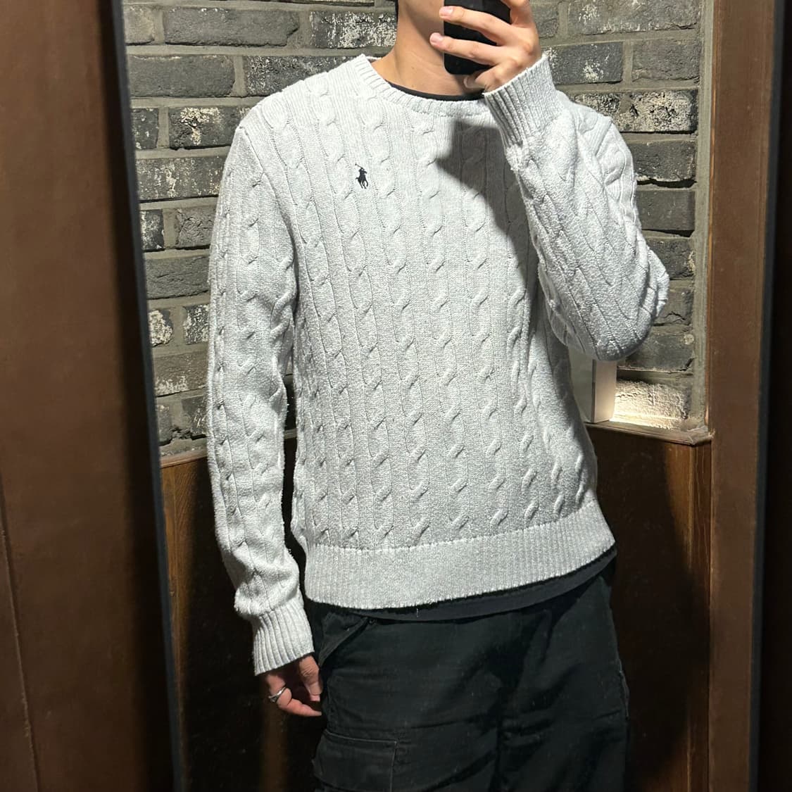 L) 폴로 랄프로렌 코튼 케이블 꽈배기 라운드넥 니트 상품이미지10