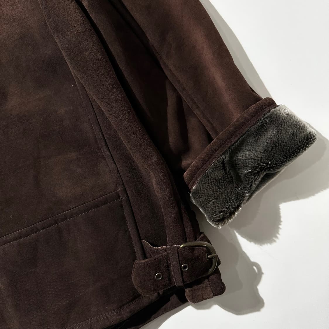 스웨이드 레더 시어링 무스탕 싱글 자켓 상품이미지5