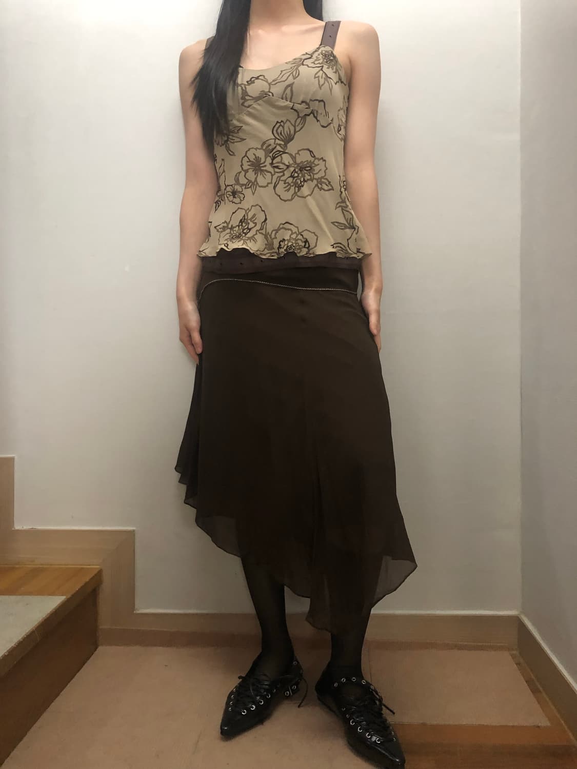 빈티지 브라운 미디 스커트 상품이미지8